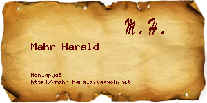 Mahr Harald névjegykártya